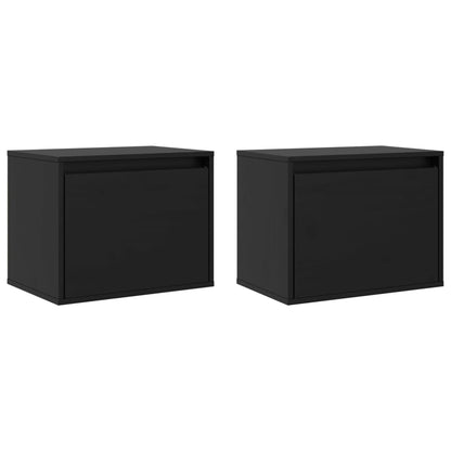 Pensili Neri 2 pz 45x30x35 cm in Legno Massello di Pino