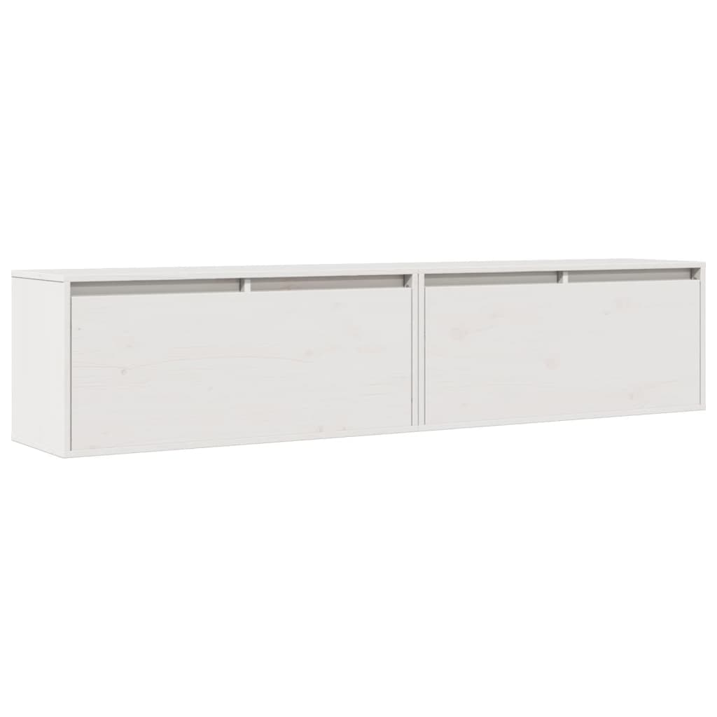 Pensili 2 pz Bianchi 80x30x35 cm in Legno Massello di Pino