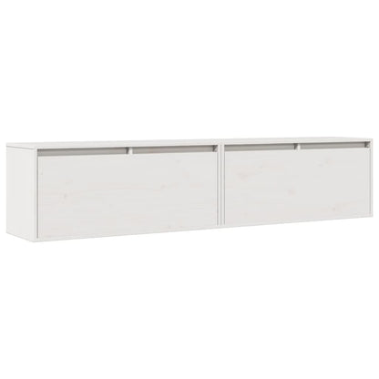 Pensili 2 pz Bianchi 80x30x35 cm in Legno Massello di Pino