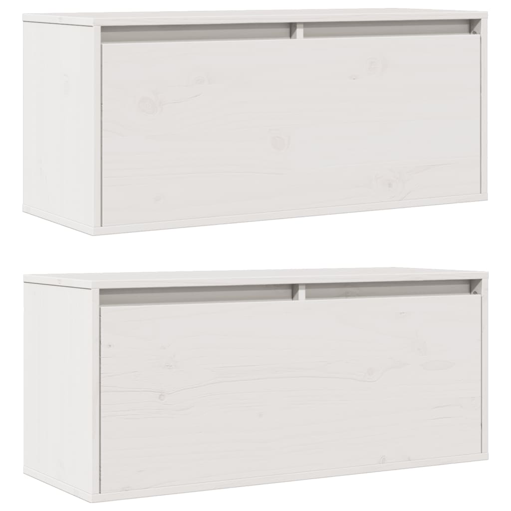 Pensili 2 pz Bianchi 80x30x35 cm in Legno Massello di Pino