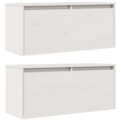 Pensili 2 pz Bianchi 80x30x35 cm in Legno Massello di Pino