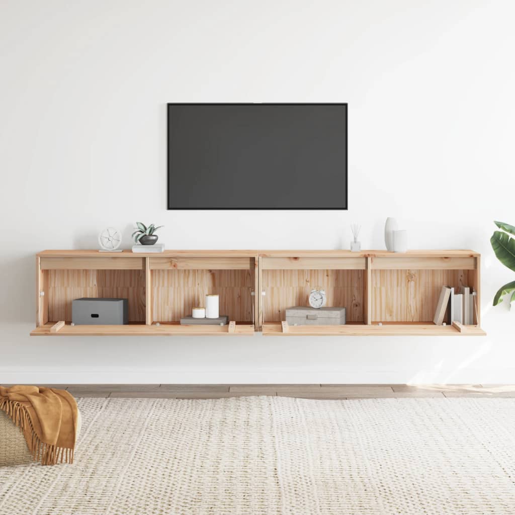 Pensili 2 pz 100x30x35 cm in Legno Massello di Pino