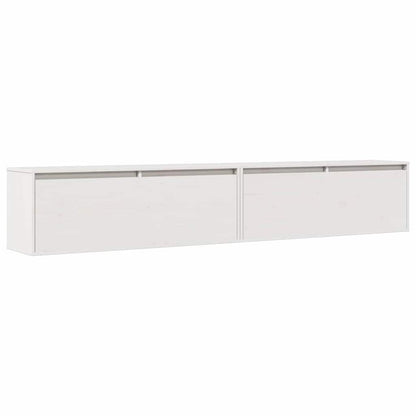 Pensili 2 pz Bianchi 100x30x35 cm in Legno Massello di Pino