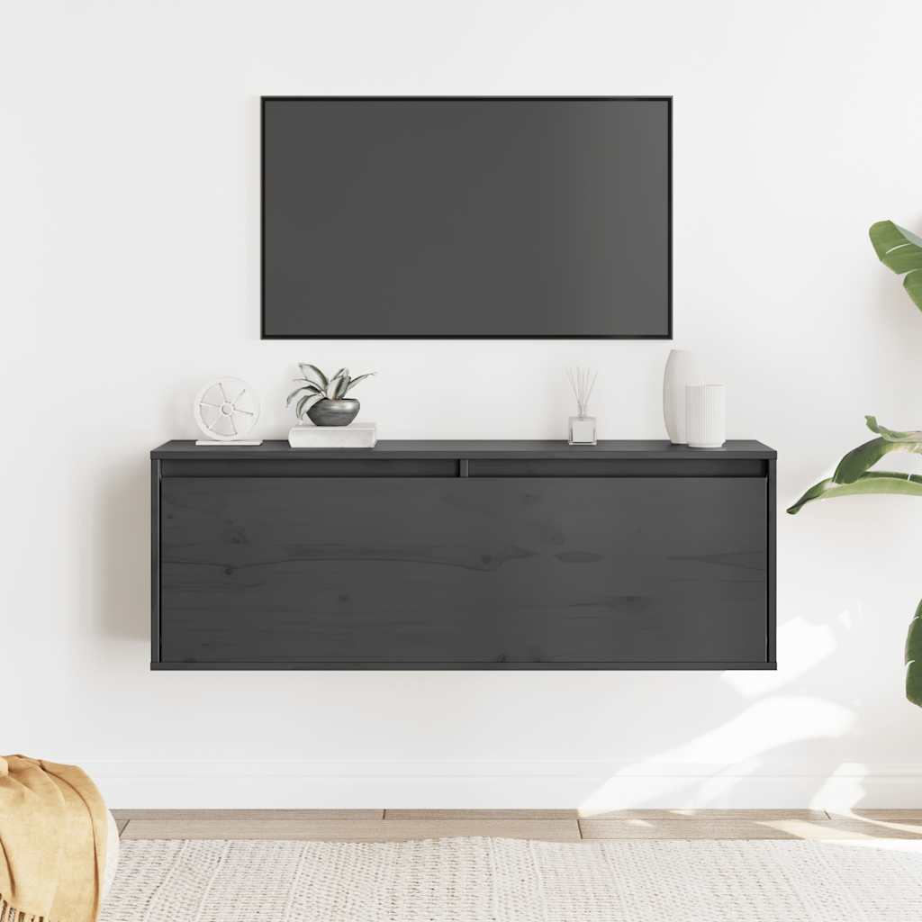Pensile Grigio 100x30x35 cm in Legno Massello di Pino