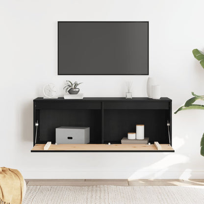 Pensile Nero 100x30x35 cm in Legno Massello di Pino