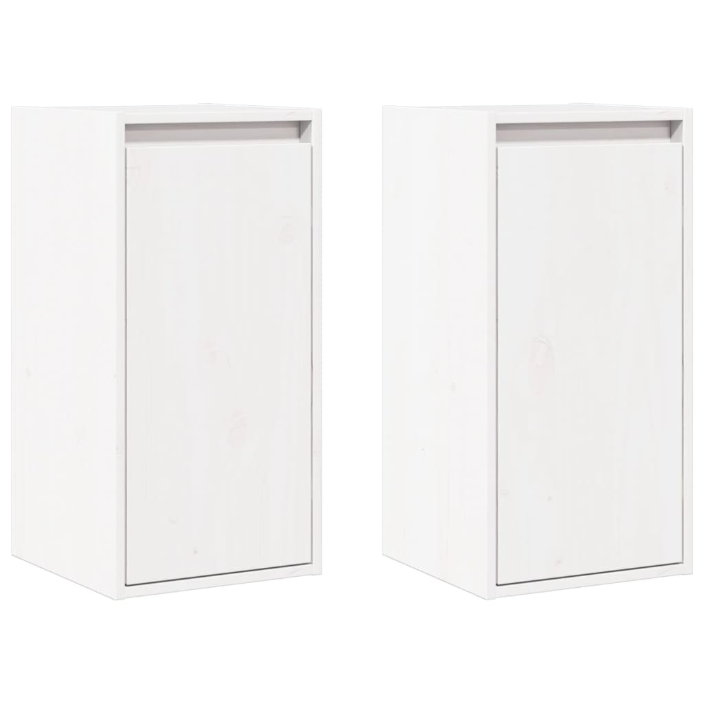 Pensili 2 pz Bianchi 30x30x60 cm in Legno Massello di Pino