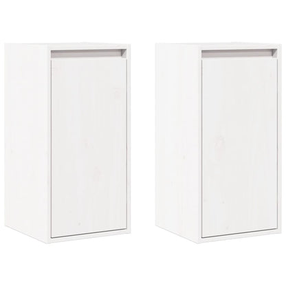 Pensili 2 pz Bianchi 30x30x60 cm in Legno Massello di Pino