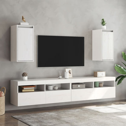 Pensili 2 pz Bianchi 30x30x60 cm in Legno Massello di Pino