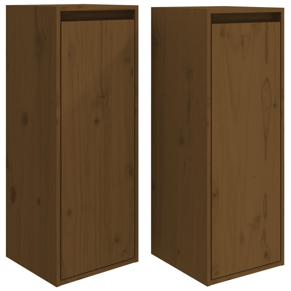Pensili 2 pz Marrone Ambra 30x30x80cm in Legno Massello di Pino