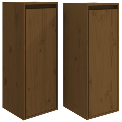 Pensili 2 pz Marrone Ambra 30x30x80cm in Legno Massello di Pino