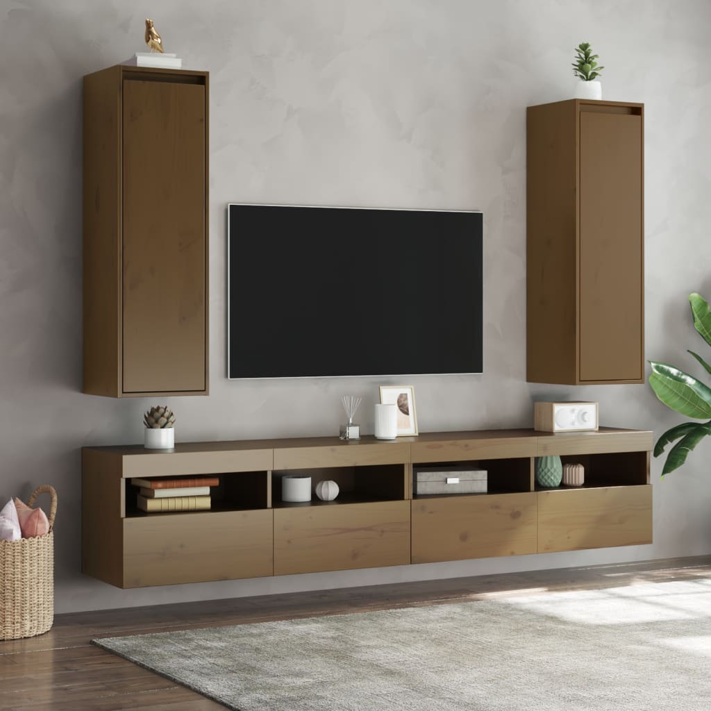 Pensili ambra 2 pz 30x30x100 cm in Legno Massello di Pino