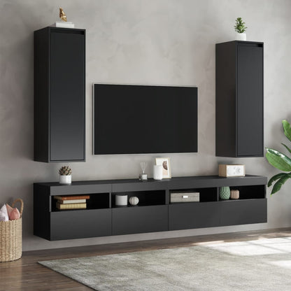 Pensili Neri 2 pz 30x30x100 cm in Legno Massello di Pino