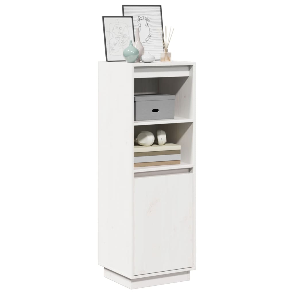 Credenza Bianca 37x34x110 cm in Legno Massello di Pino