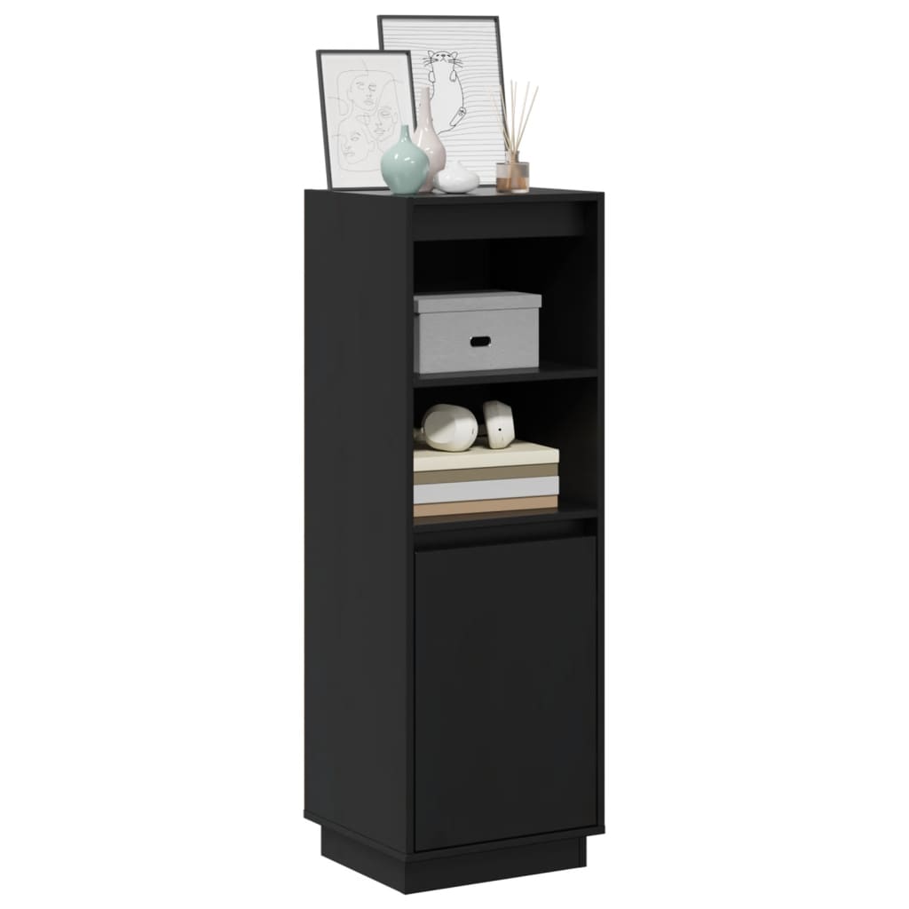 Credenza Nera 37x34x110 cm in Legno di Pino