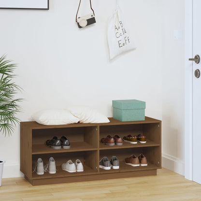Scarpiera Marrone Ambra 110x34x45 cm in Legno Massello di Pino