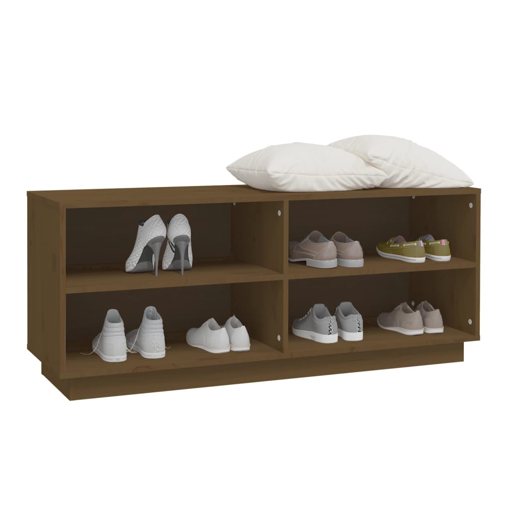 Scarpiera Marrone Ambra 110x34x45 cm in Legno Massello di Pino
