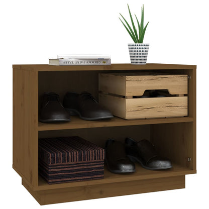 Scarpiera Marrone Ambra 60x34x45 cm in Legno Massello di Pino