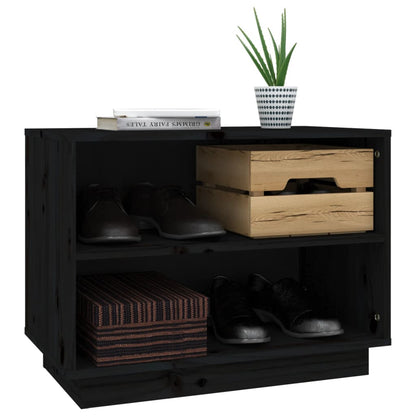 Scarpiera Nera 60x34x45 cm in Legno Massello di Pino