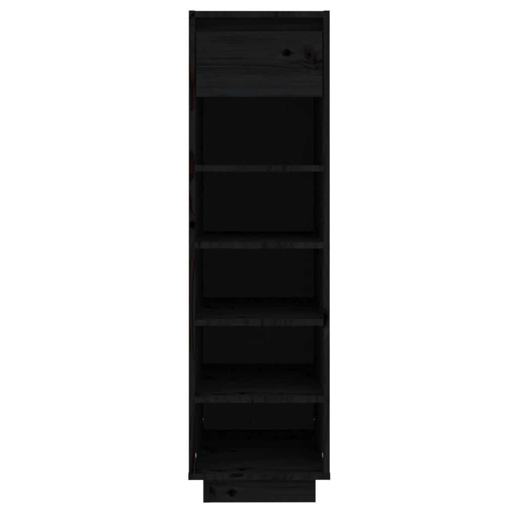 Scarpiera Nera 30x34x105 cm in Legno Massello di Pino