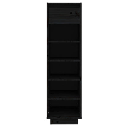 Scarpiera Nera 30x34x105 cm in Legno Massello di Pino