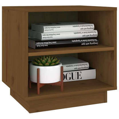 Comodino Marrone Ambrato 40x34x40 cm in Legno Massello di Pino