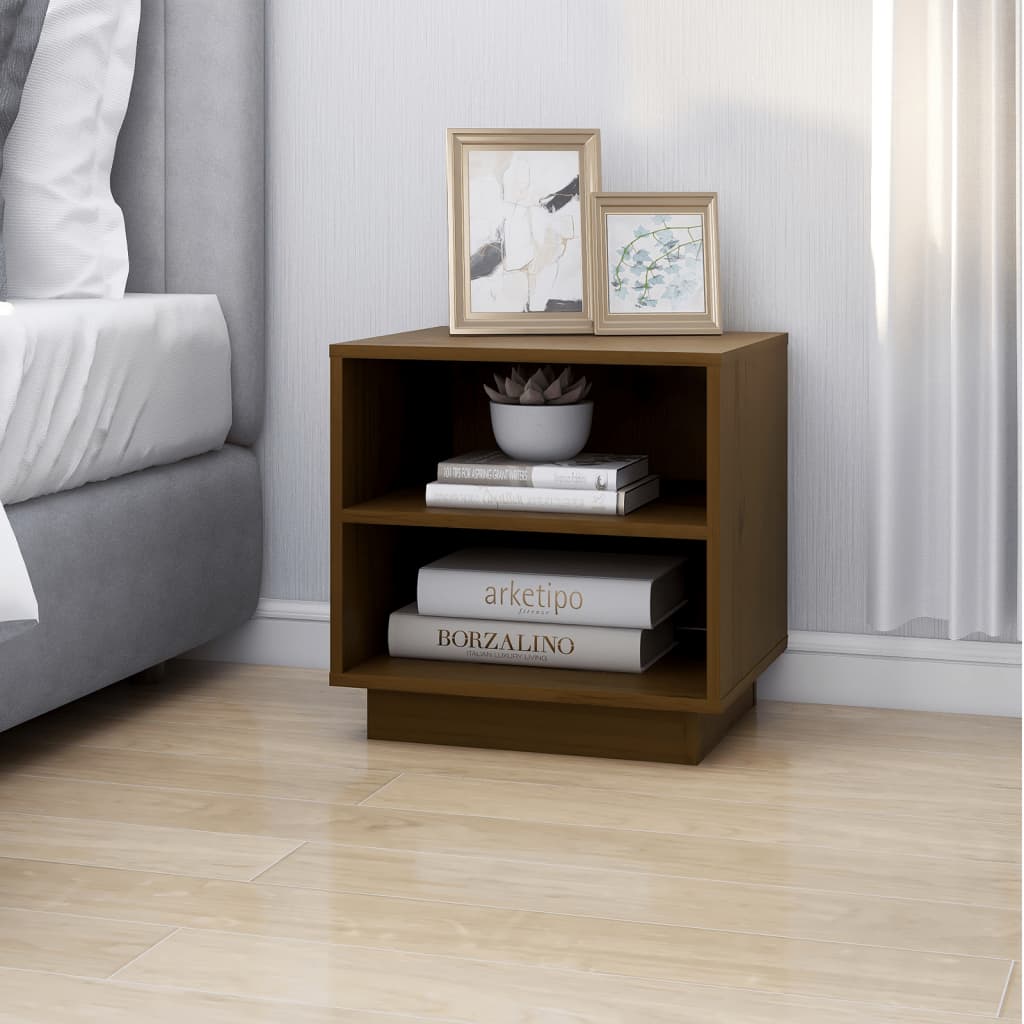 Comodini 2 pz Ambrati 40x34x40 cm in Legno Massello di Pino