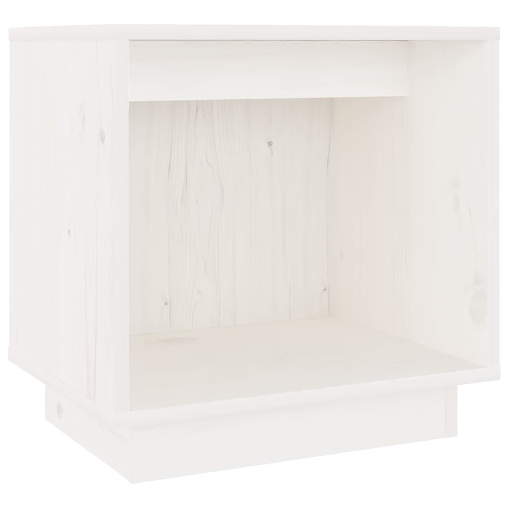Comodino Bianco 40x30x40 cm in Legno Massello di Pino