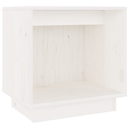 Comodino Bianco 40x30x40 cm in Legno Massello di Pino