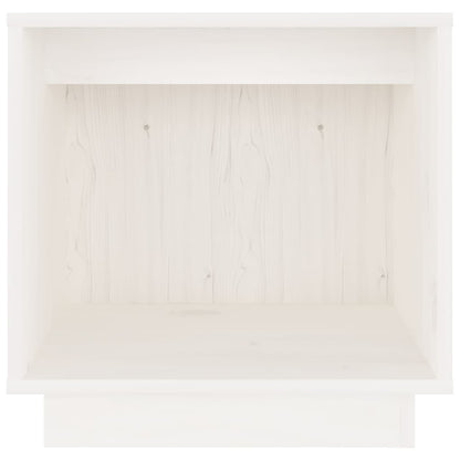 Comodino Bianco 40x30x40 cm in Legno Massello di Pino