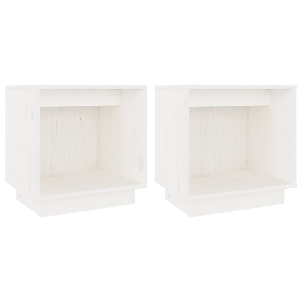 Comodini 2 pz Bianchi 40x30x40 cm in Legno Massello di Pino