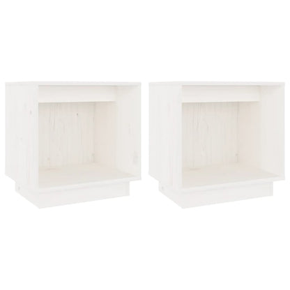 Comodini 2 pz Bianchi 40x30x40 cm in Legno Massello di Pino