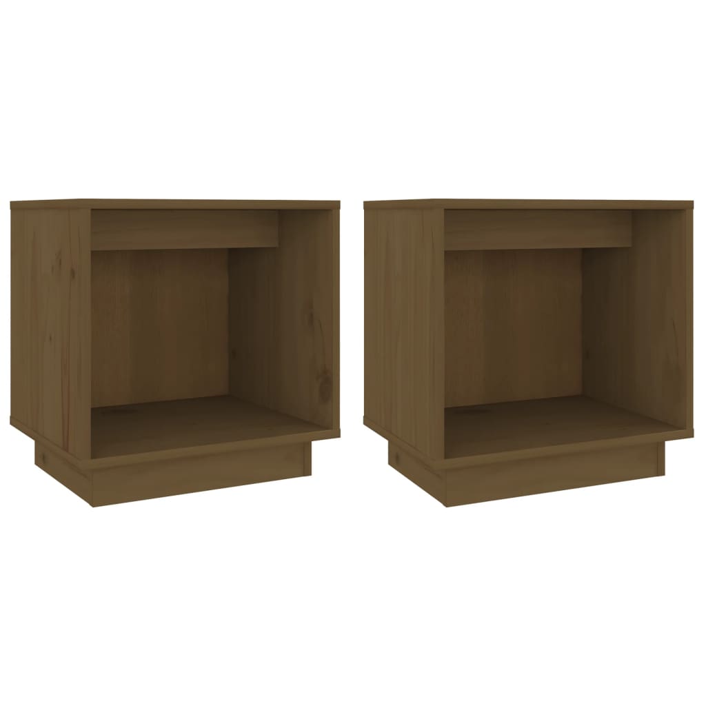 Comodini 2 pz Ambra 40x30x40 cm in Legno Massello di Pino