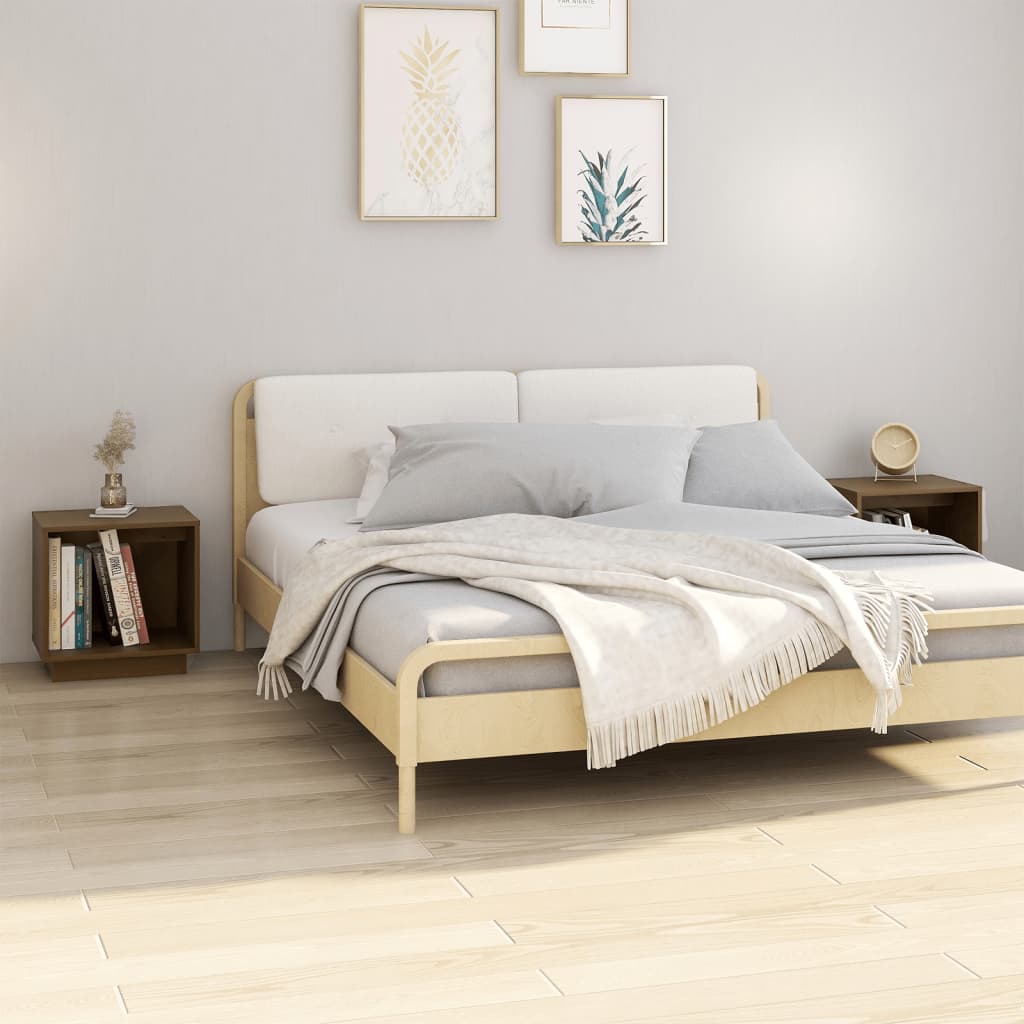 Comodini 2 pz Ambra 40x30x40 cm in Legno Massello di Pino