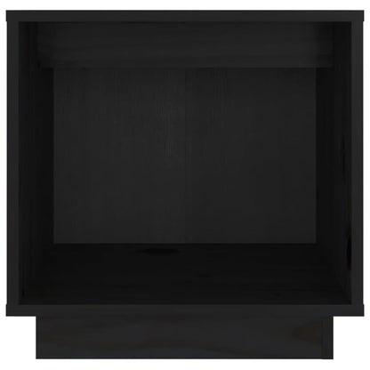 Comodino Nero 40x30x40 cm in Legno Massello di Pino
