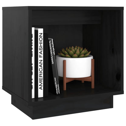 Comodini 2 pz Neri 40x30x40 cm in Legno Massello di Pino