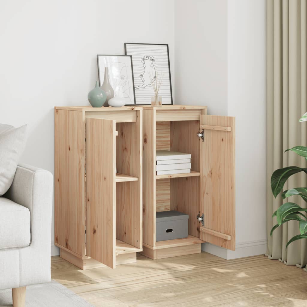 Credenze 2 pz 31,5x34x75 cm in Legno Massello di Pino