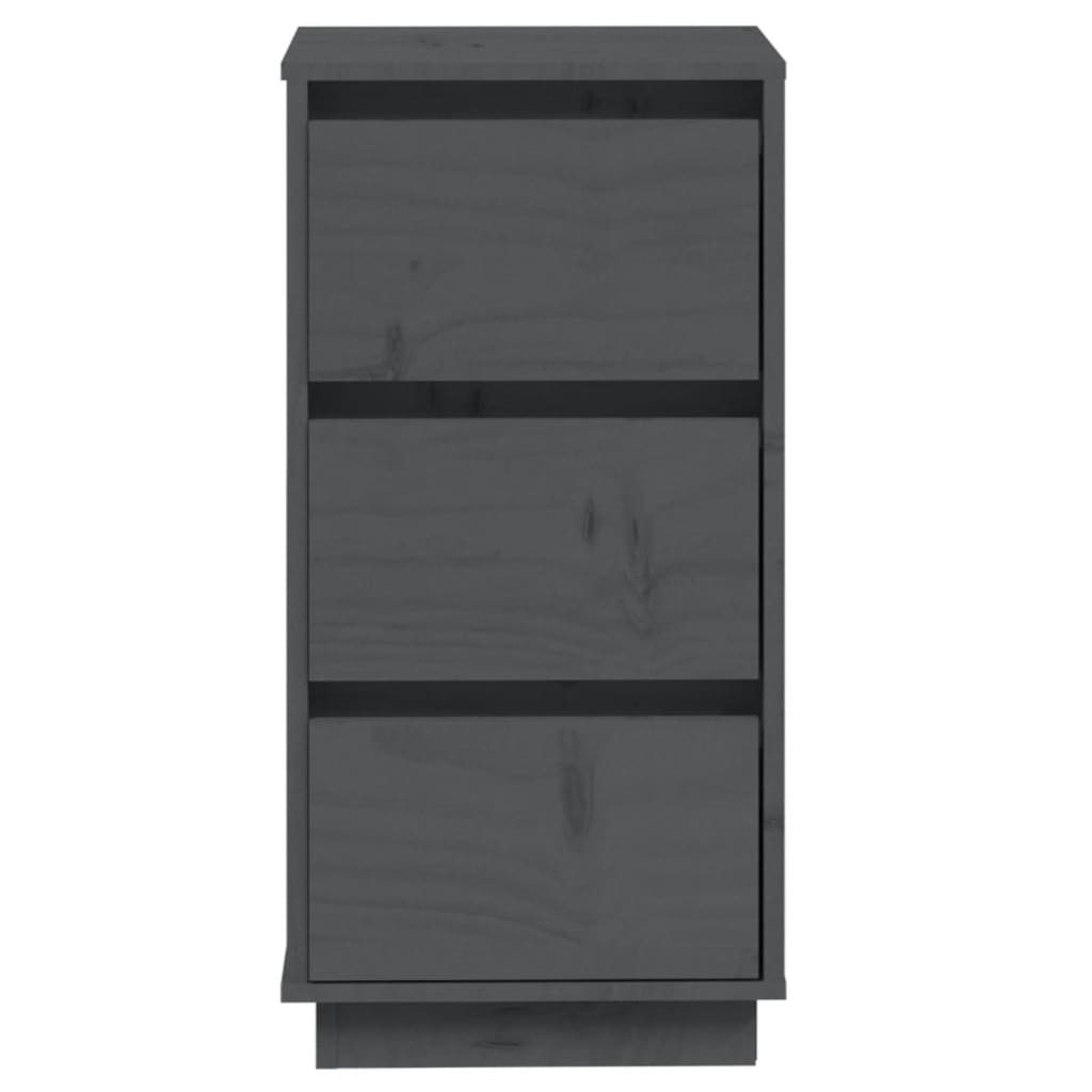 Credenze Grigie 2 pz 32x34x75 cm in Legno Massello di Pino