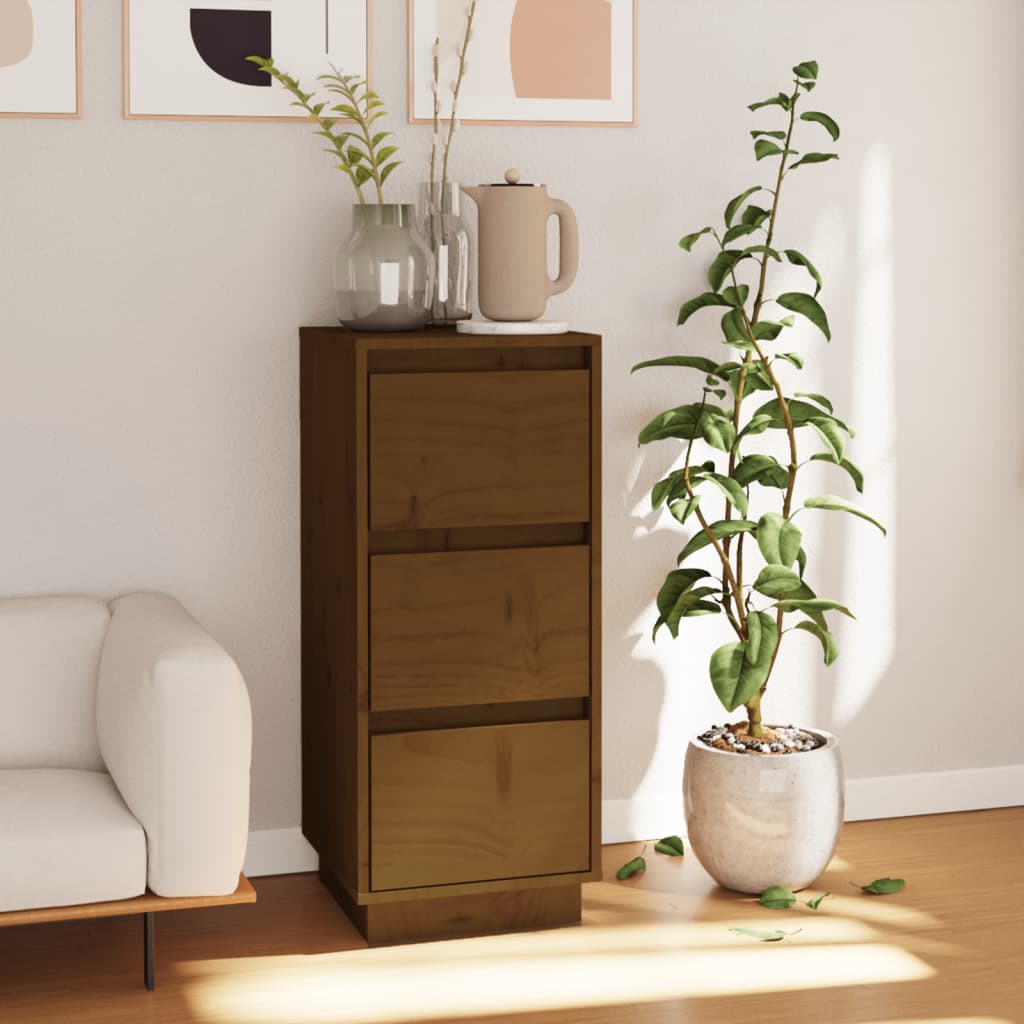 Credenza Marrone Ambra 32x34x75 cm in Legno Massello di Pino