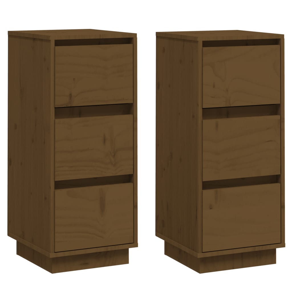 Credenze 2 pz Ambra 32x34x75 cm in Legno Massello di Pino