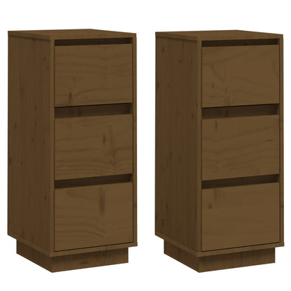 Credenze 2 pz Ambra 32x34x75 cm in Legno Massello di Pino