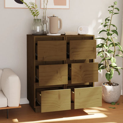 Credenze 2 pz Ambra 32x34x75 cm in Legno Massello di Pino
