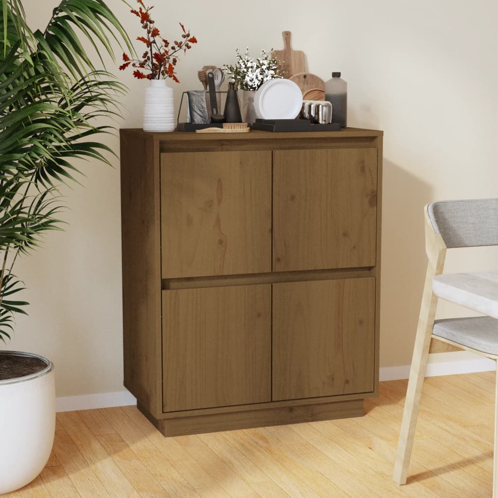 Credenza Marrone Ambra 60x34x75 cm in Legno Massello di Pino