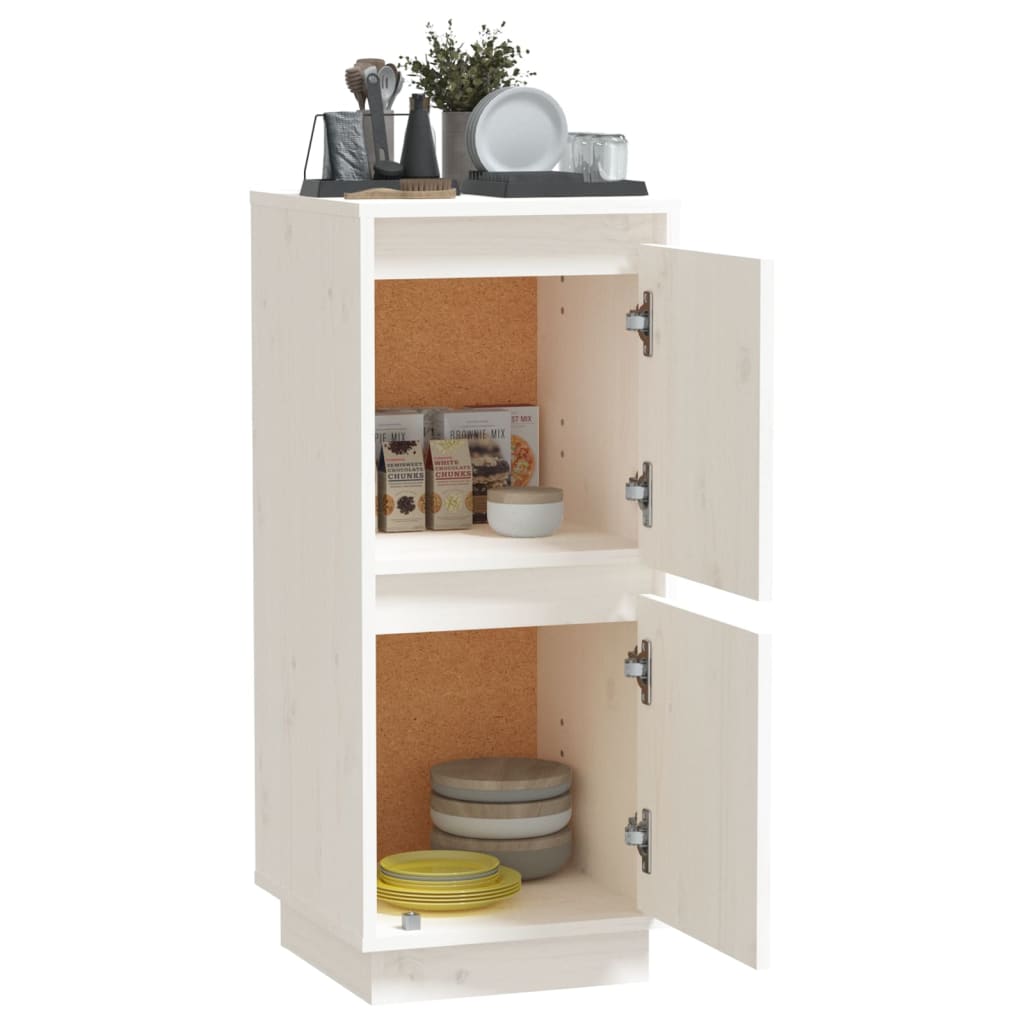 Credenza Bianca 31,5x34x75 cm in Legno Massello di Pino