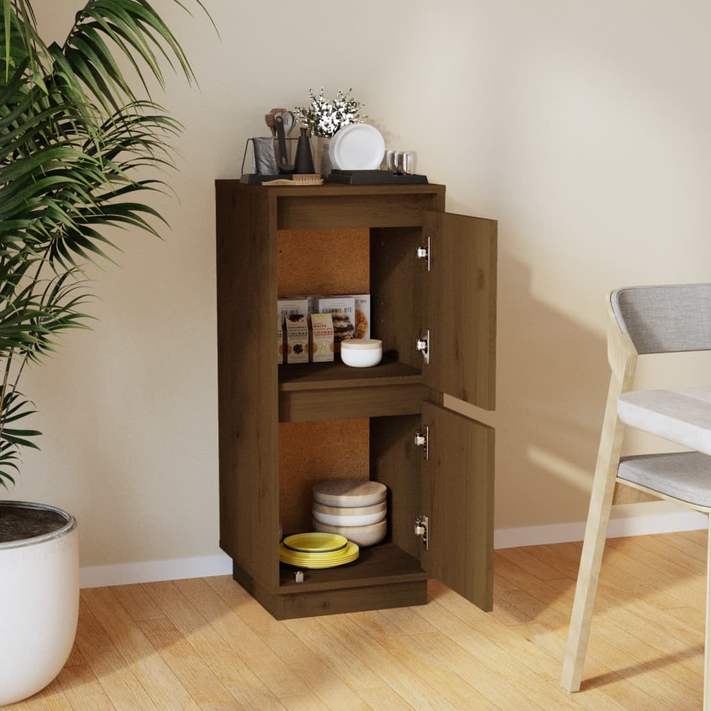 Credenza Marrone Ambra 31,5x34x75 cm in Legno Massello di Pino