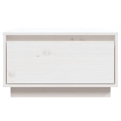 Tavolino da Salotto Bianco 55x56x32 cm Legno Massello di Pino