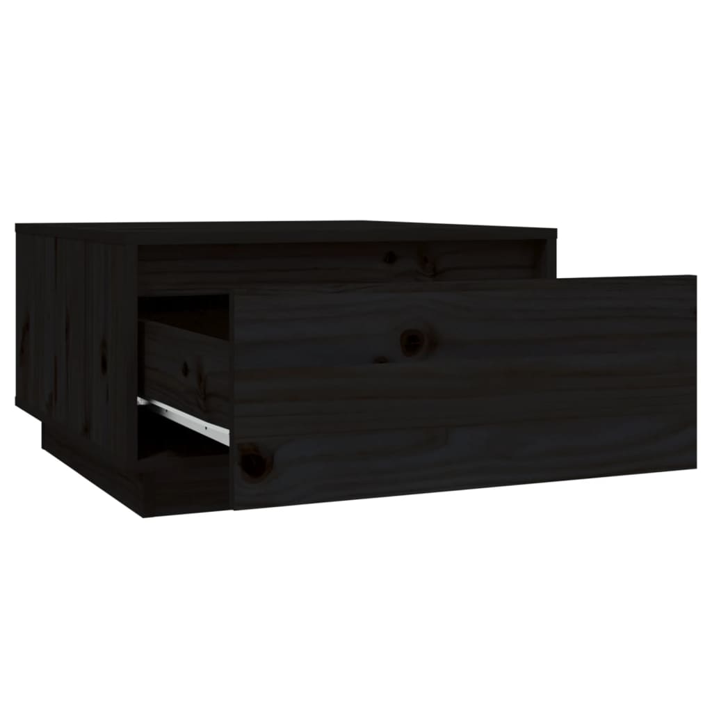 Tavolino da Salotto Nero 55x56x32 cm in Legno Massello di Pino
