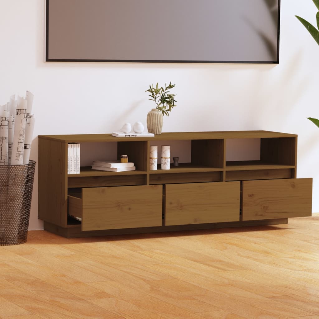 Mobile Porta TV Ambra 140x37x50 cm in Legno Massello di Pino