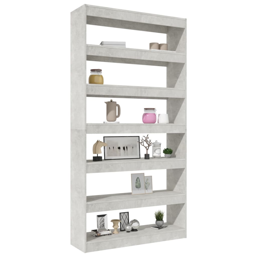Libreria/Divisorio GrigioCemento 100x30x198cm Legno Multistrato