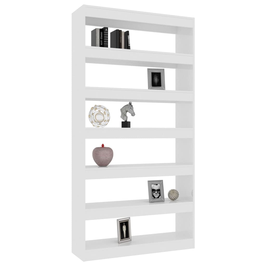 Libreria/Divisorio Bianco Lucido 100x30x198cm Legno Multistrato