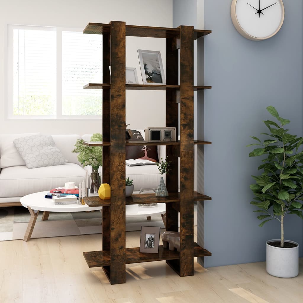 Libreria/Divisorio Rovere Fumo 80x30x160 cm in Truciolato